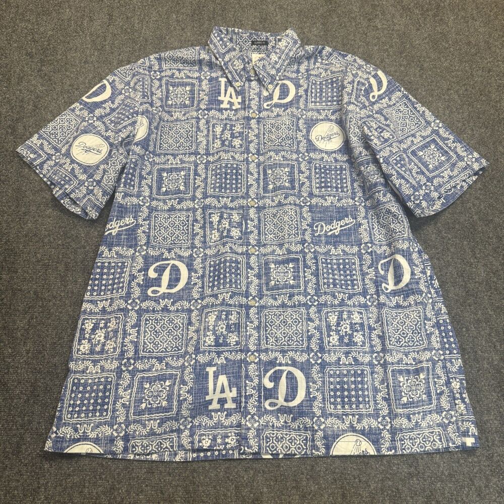 Reyn Spooner Aloha Los Angeles Dodgers MLB Hawaiian Shirt Reverse Print Sz XXL